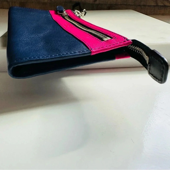 Coach Legacy LeatherColor Block Zippy Wallet Navy/Fuchsia - Picture 7 of 13
